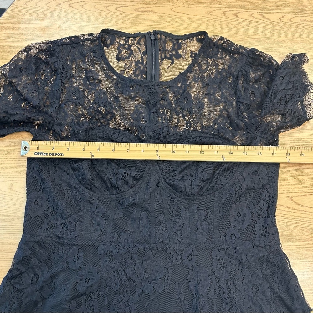 Lulus Sultry Essence black lace tiered bustier midi dress NWT XL - Picture 9 of 10